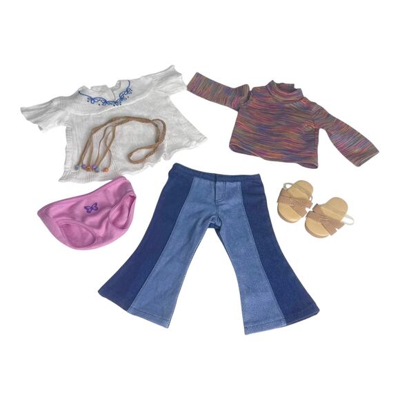 American Girl Julie Meet Outfit 1st Ed Jeans Belt Turtleneck Blouse Shoes Panty - Picture 11 of 12